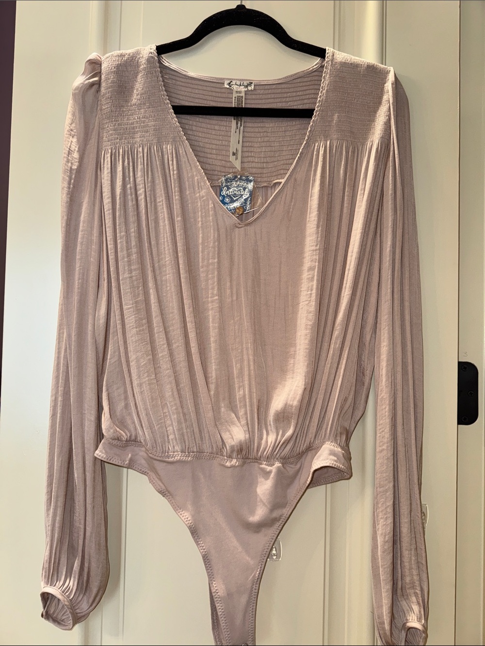 Free People Blush Long-Sleeve V-Neck Bodysuit